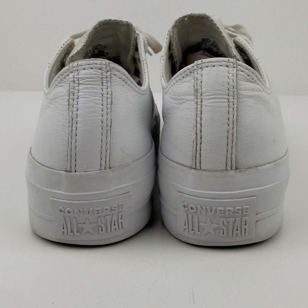 Converse Chuck Taylor All Star Lift Ox Womens 8.5 White Leather Gold Platform - Picture 13 of 13